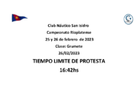 Tiempo limite de protesta 26-02 – Campeonato Rioplatense Grumete 2023